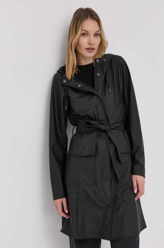 Μπουφάν Rains 18130 Curve Jacket γυναικείες, χρώμα: μαύρο,