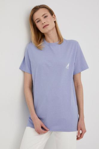 Βαμβακερό μπλουζάκι Kangol χρώμα: μοβ