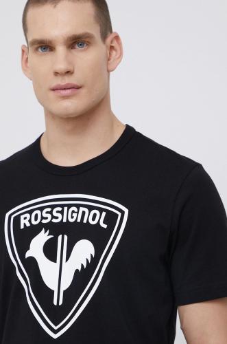 Βαμβακερό μπλουζάκι Rossignol χρώμα: μαύρο