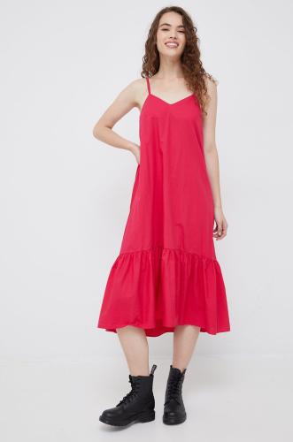 Βαμβακερό φόρεμα Sisley χρώμα: ροζ,