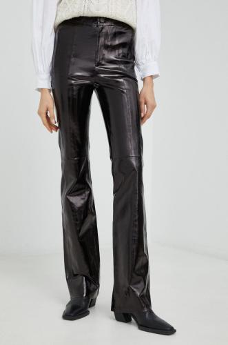 Δερμάτινο παντελόνι Gestuz Gocha χρώμα: μαύρο