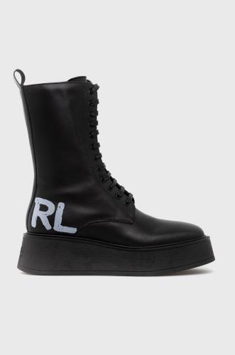 Δερμάτινες μπότες Karl Lagerfeld Zephyr γυναικείες, χρώμα: μαύρο