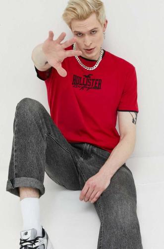 Βαμβακερό μπλουζάκι Hollister Co. χρώμα: κόκκινο