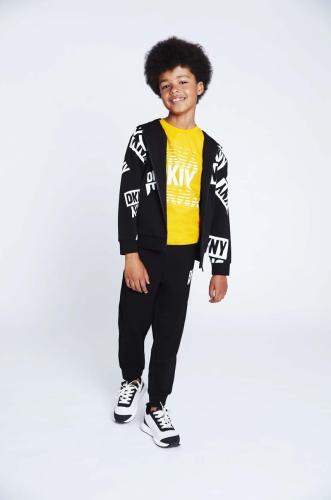 Παιδική μπλούζα Dkny χρώμα: μαύρο, με κουκούλα