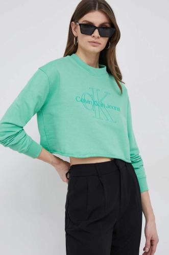 Βαμβακερή μπλούζα Calvin Klein Jeans γυναικεία, χρώμα: πράσινο