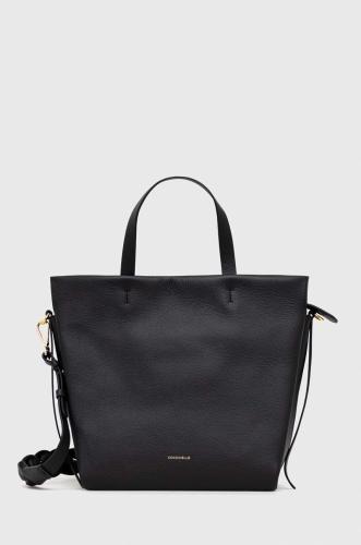 Δερμάτινη τσάντα Coccinelle χρώμα: μαύρο