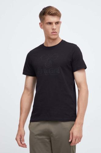 Βαμβακερό μπλουζάκι Hummel χρώμα: μαύρο