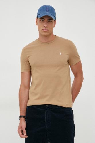 Βαμβακερό μπλουζάκι Polo Ralph Lauren χρώμα: μπεζ
