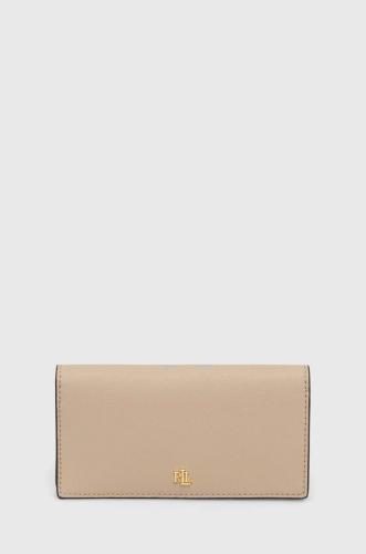 Δερμάτινο πορτοφόλι Lauren Ralph Lauren γυναικεία, χρώμα: μπεζ