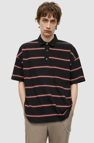 Βαμβακερό μπλουζάκι πόλο AllSaints χρώμα: μαύρο