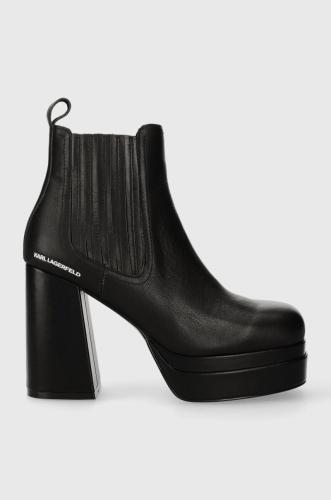 Δερμάτινες μπότες τσέλσι Karl Lagerfeld STRADA γυναικείες, χρώμα: μαύρο, KL30143