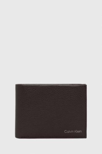 Δερμάτινο πορτοφόλι Calvin Klein ανδρικά, χρώμα: καφέ