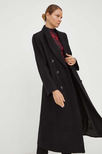 Μάλλινο παλτό Gestuz χρώμα: μαύρο