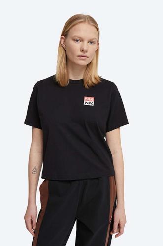 Βαμβακερό μπλουζάκι Wood Wood Steffi T-Shirt x Fila χρώμα: μαύρο
