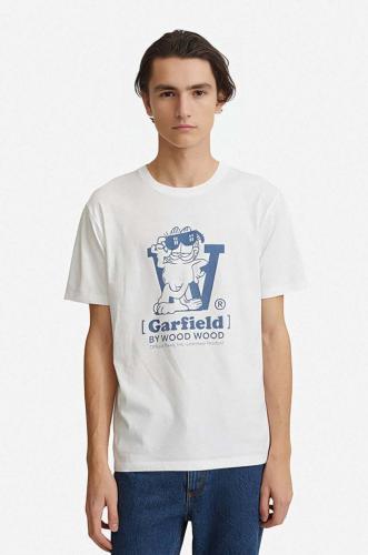 Βαμβακερό μπλουζάκι Wood Wood x Garfield χρώμα: άσπρο