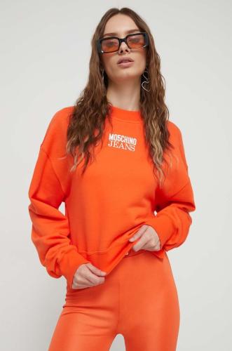 Βαμβακερή μπλούζα Moschino Jeans γυναικεία, χρώμα: πορτοκαλί