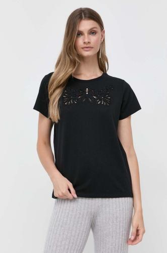 Βαμβακερό μπλουζάκι Twinset χρώμα: μαύρο
