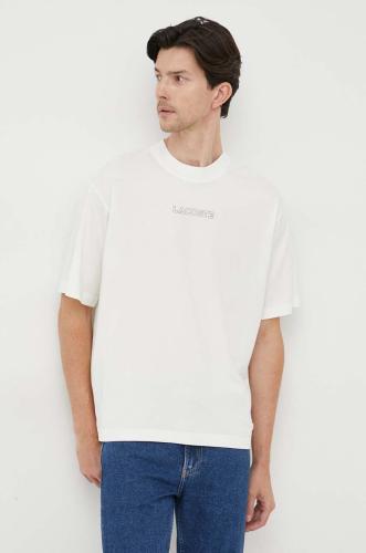 Βαμβακερό μπλουζάκι Lacoste χρώμα: άσπρο
