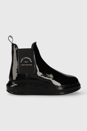Δερμάτινες μπότες Karl Lagerfeld KAPRI KC γυναικείες, χρώμα: μαύρο, KL62540S