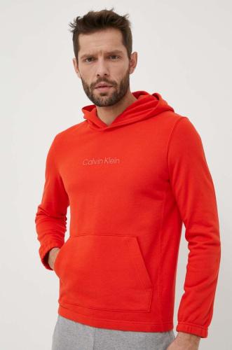 Μπλούζα Calvin Klein Performance Essentials χρώμα: πορτοκαλί, με κουκούλα
