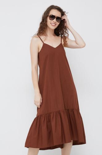 Βαμβακερό φόρεμα Sisley χρώμα: καφέ,