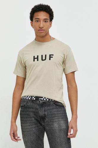 Βαμβακερό μπλουζάκι HUF χρώμα: μπεζ