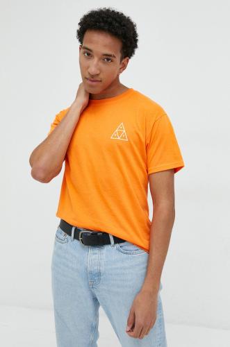 Βαμβακερό μπλουζάκι HUF χρώμα: πορτοκαλί