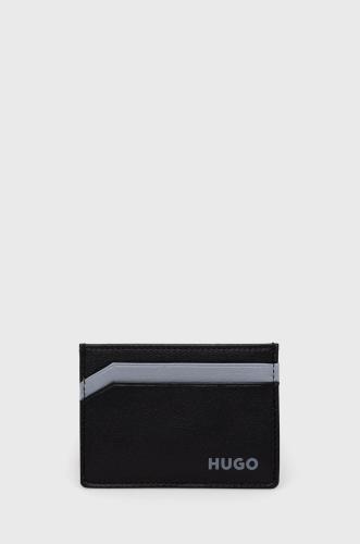 Δερμάτινη θήκη για κάρτες HUGO χρώμα: μαύρο
