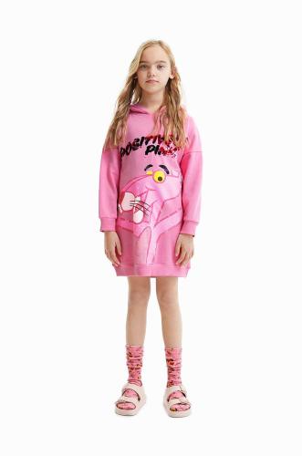 Παιδικό βαμβακερό φόρεμα Desigual χρώμα: ροζ
