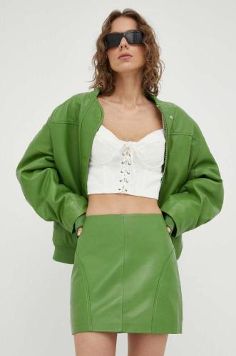Δερμάτινη φούστα Remain χρώμα: πράσινο
