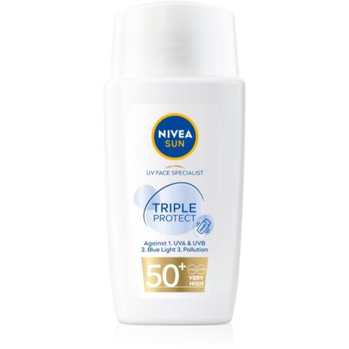 Nivea Sun Triple Protect ελαφριά ενυδατική κρέμα για ηλιοθεραπεία SPF 50+ 40 μλ