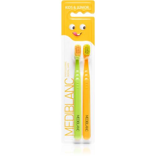 MEDIBLANC KIDS & JUNIOR Ultra Soft οδοντόβουρτσα για παιδιά ύπερ-μαλακό Green, Orange 2 τμχ