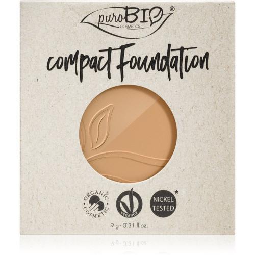puroBIO Cosmetics Compact Foundation συμπαγής πούδρα μεικ απ ανταλλακτική γέμιση SPF 10 απόχρωση 03 9 γρ