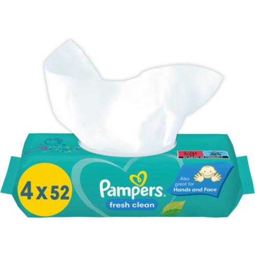Pampers Fresh Clean παιδικά απαλά υγρομάντηλα για ευαίσθητο δέρμα 4x52 τμχ
