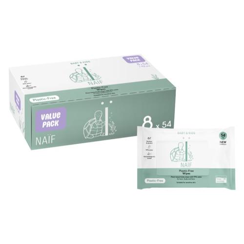 Naif Baby & Kids Plastic Free Wipes υγρά μαντηλάκια για παιδιά από τη γέννηση 8x54 τμχ