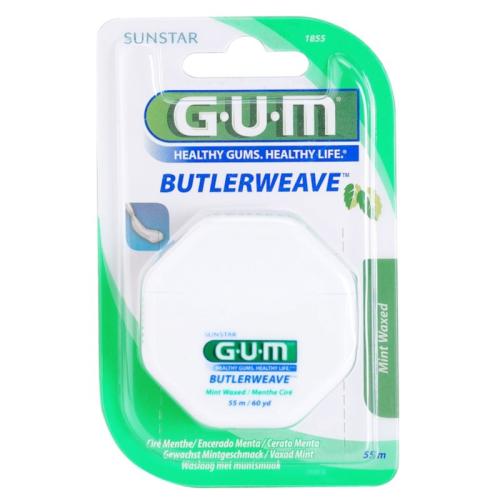 G.U.M Butlerweave κέρινο οδοντικό νήμα με γεύση δυόσμου 55 μ