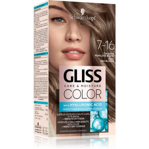 Schwarzkopf Gliss Color μόνιμη βαφή μαλλιών απόχρωση 7-16 Cool Ash Blonde 1 τμχ