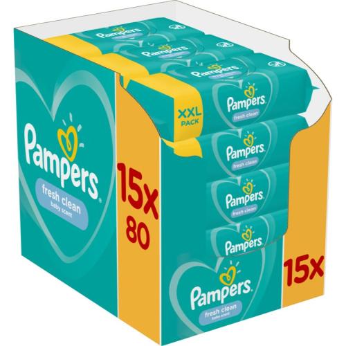 Pampers Fresh Clean XXL υγρά μαντηλάκια καθαρισμού για παιδιά για ευαίσθητο δέρμα 15x80 τμχ