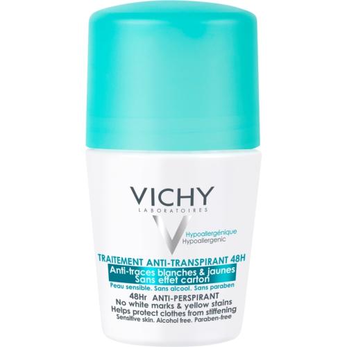 Vichy Deodorant 48h αντιιδρωτικό ρολλ-ον για την αντιμετώπιση των λευκών και κίτρινων κηλίδων 50 μλ