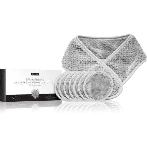 Notino Spa Collection Spa headband and make-up removal pads set Σετ ντεμακιγιάζ με κορδέλα σπα Grey 7 τμχ