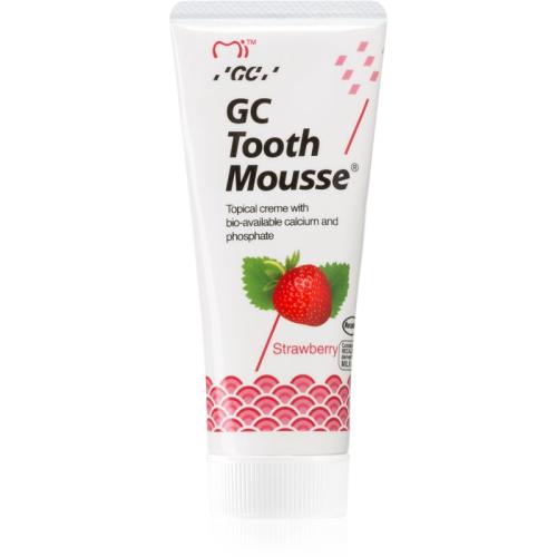 GC Tooth Mousse οργανομεταλλική προστατευτική κρέμα για τα δόντια χωρίς φθόριο γεύση Strawberry 35 μλ