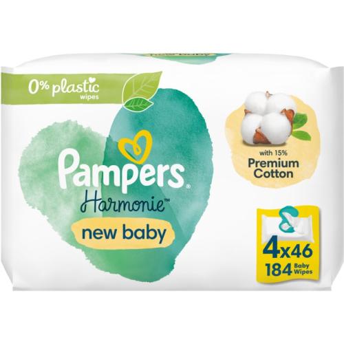 Pampers Harmonie New Baby υγρά μαντηλάκια καθαρισμού για παιδιά 4x46 τμχ