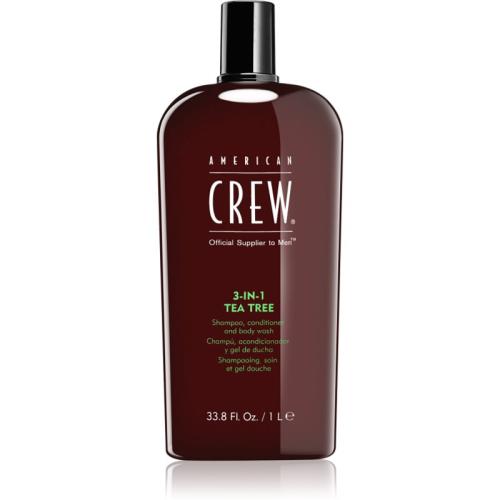 American Crew Hair & Body 3-IN-1 Tea Tree σαμπουάν, μαλακτικό και τζελ για ντους 3 σε 1 για άντρες 1000 μλ