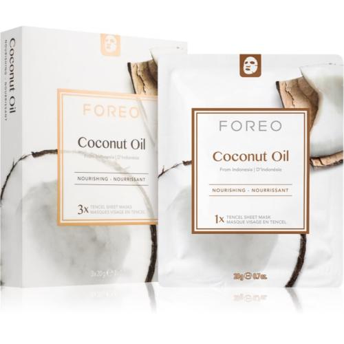 FOREO Farm to Face Sheet Mask Coconut Oil υφασμάτινη μάσκα θρέψης 3x20 μλ