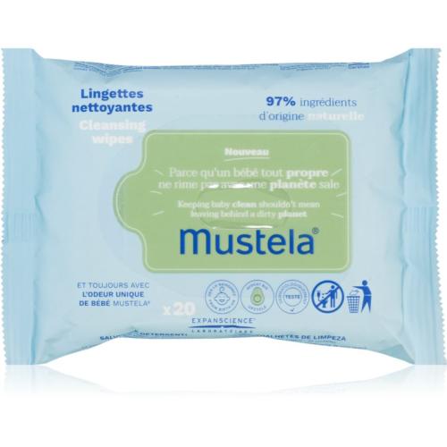 Mustela Bébé Cleansing Wipes υγρά μαντηλάκια καθαρισμού για παιδιά 20 τμχ