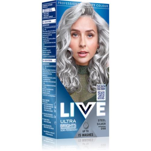 Schwarzkopf LIVE Ultra Brights or Pastel ημι-μόνιμη βαφή μαλλιών απόχρωση 98 Steel Silver