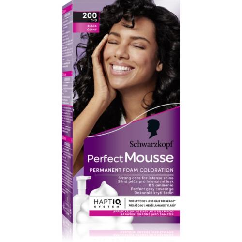 Schwarzkopf Perfect Mousse μόνιμη βαφή μαλλιών απόχρωση 200 Black 1 τμχ