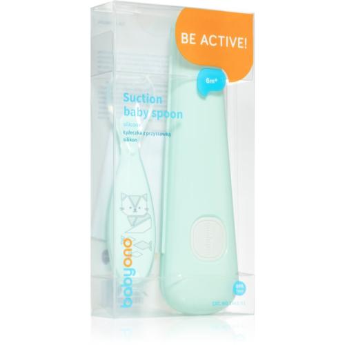 BabyOno Be Active Suction Baby Spoon κουταλάκι Green 6 m+ 1 τμχ