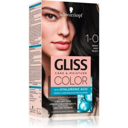 Schwarzkopf Gliss Color μόνιμη βαφή μαλλιών απόχρωση 1-0 Deep Black