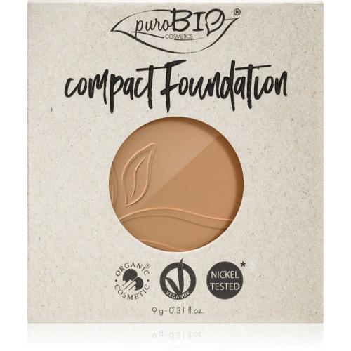 puroBIO Cosmetics Compact Foundation συμπαγής πούδρα μεικ απ ανταλλακτική γέμιση SPF 10 απόχρωση 04 9 γρ